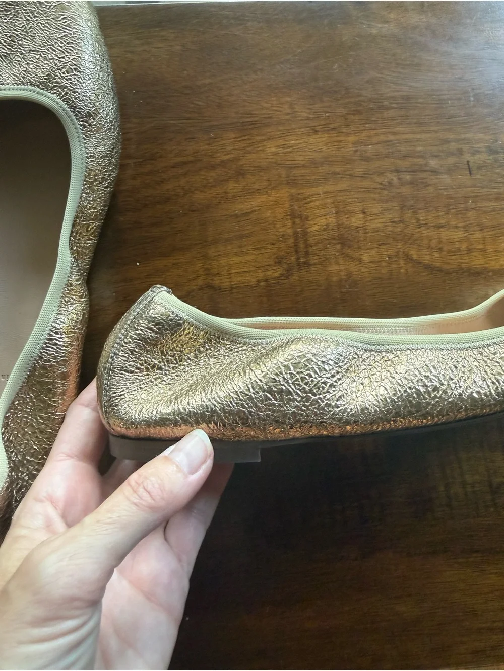 Never worn like new J. Crew Women's Crinkled Metallic Gold Ballet Flats